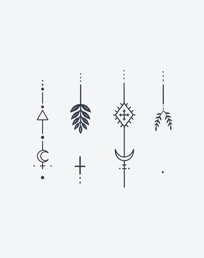 Temporary Tattoos - Pagan Bloom Fine-Line Floral