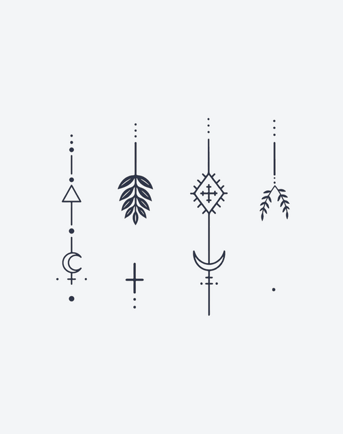 Temporary Tattoos - Pagan Bloom Fine-Line Floral