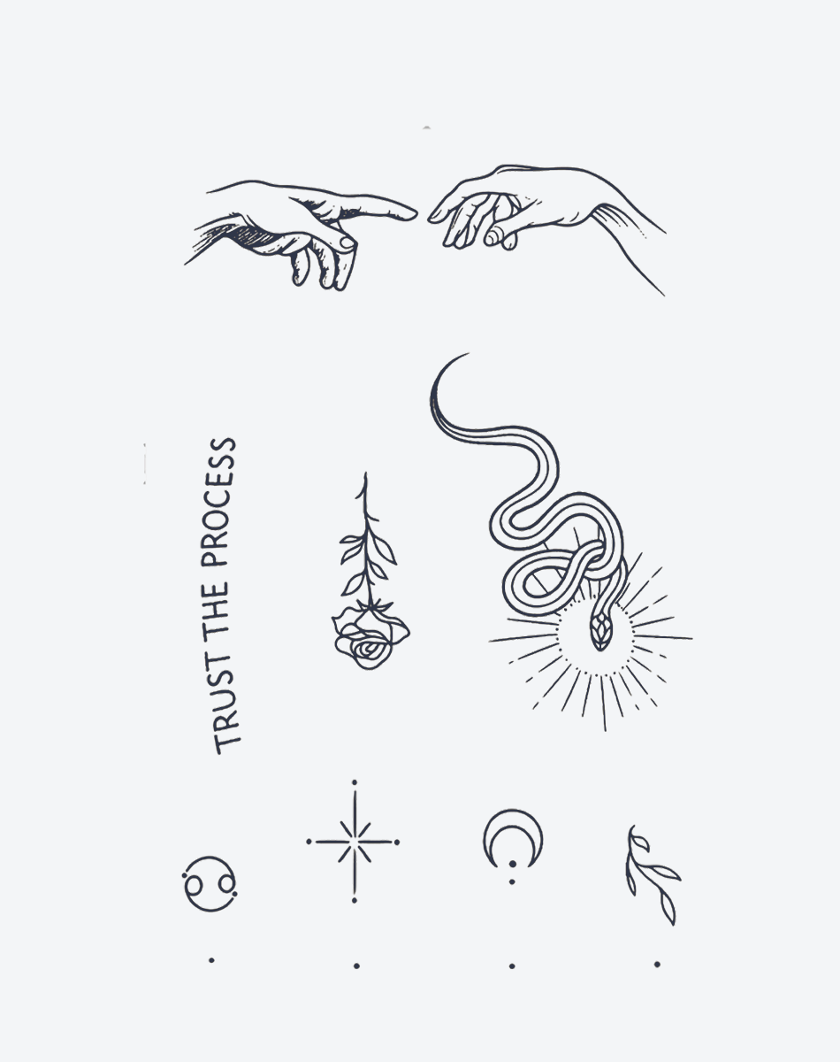 Temporary Tattoos - Creation Lines Minimalist Line Art
