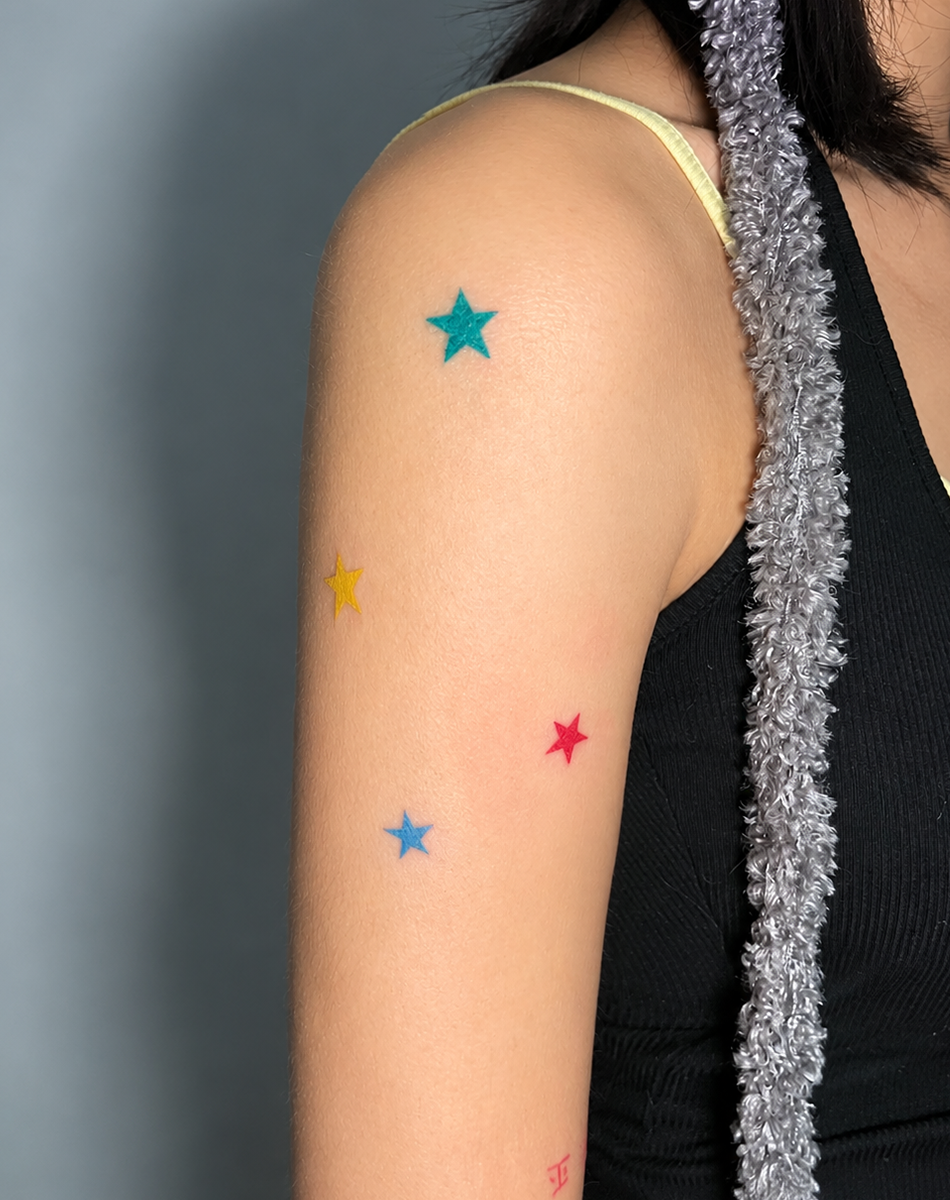 Walking Stardust Colorful Star Temporary Tattoo Set