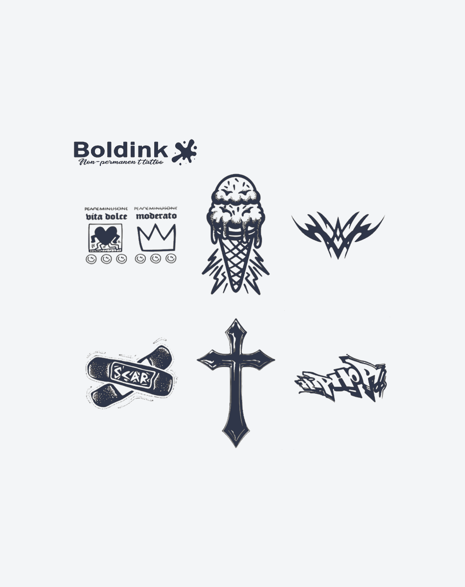 6 Bögen kleine Tattoos Kombination 2