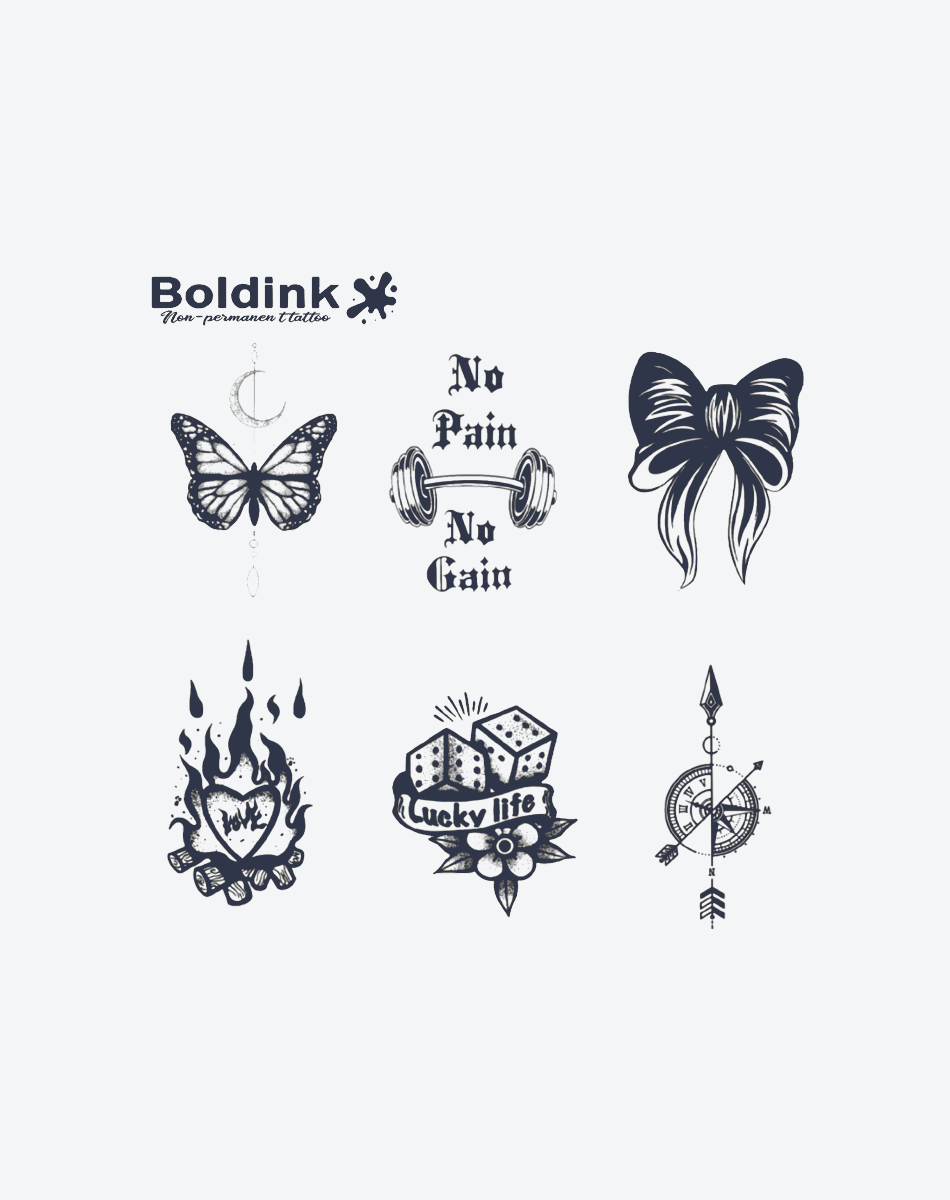 6 Bögen kleine Tattoos Kombination 3