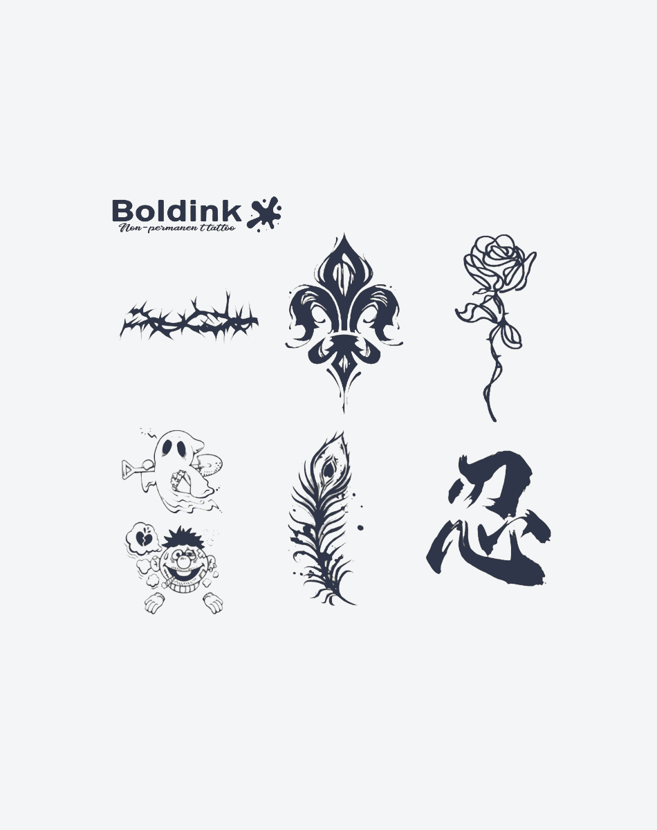 6 Bögen kleine Tattoos Kombination 6