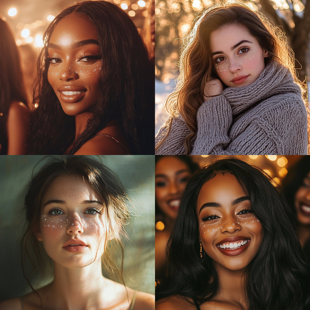 10 Stück silberne Kosmetik-Patches mit Schneeflocken-Motiv