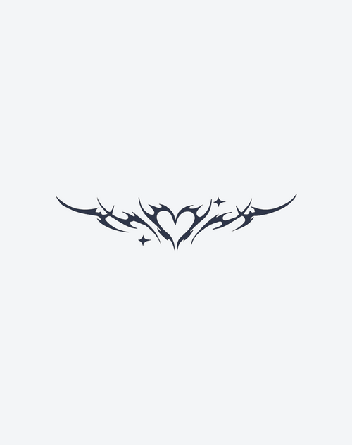 Y2K Heart Tribal Tattoo