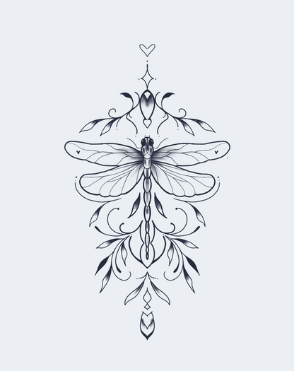 Dragonfly Bloom Temporary Tattoo - Transformation