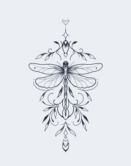 Dragonfly Bloom Temporary Tattoo - Transformation
