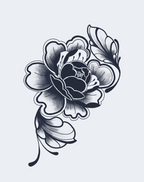 Midnight Peony Temporary Tattoo - Dark Floral Art