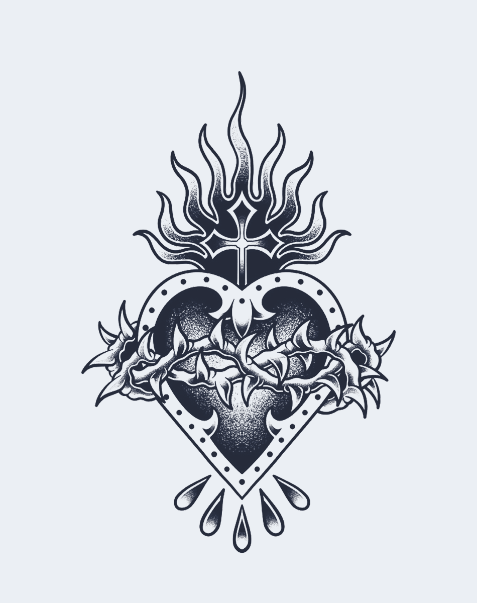 Thornbound Heart Temporary Tattoo - Gothic Art