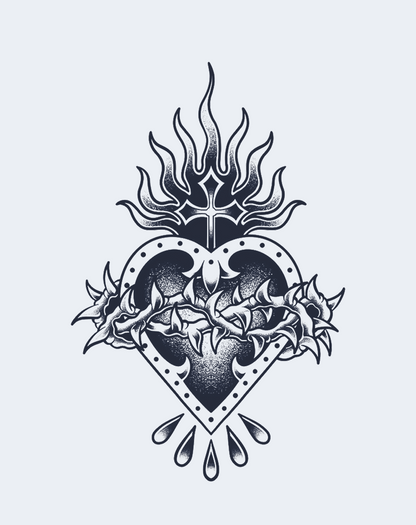 Thornbound Heart Temporary Tattoo - Gothic Art