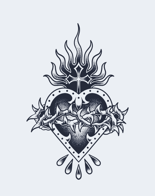 Thornbound Heart Temporary Tattoo - Gothic Art