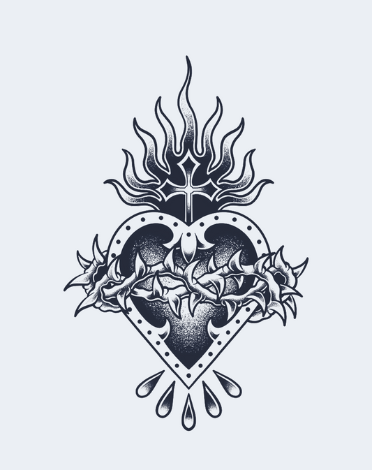 Thornbound Heart Temporary Tattoo - Gothic Art