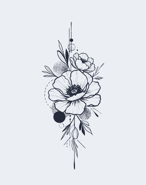 Cosmic Bloom Temporary Tattoo - Galaxy Flower Art