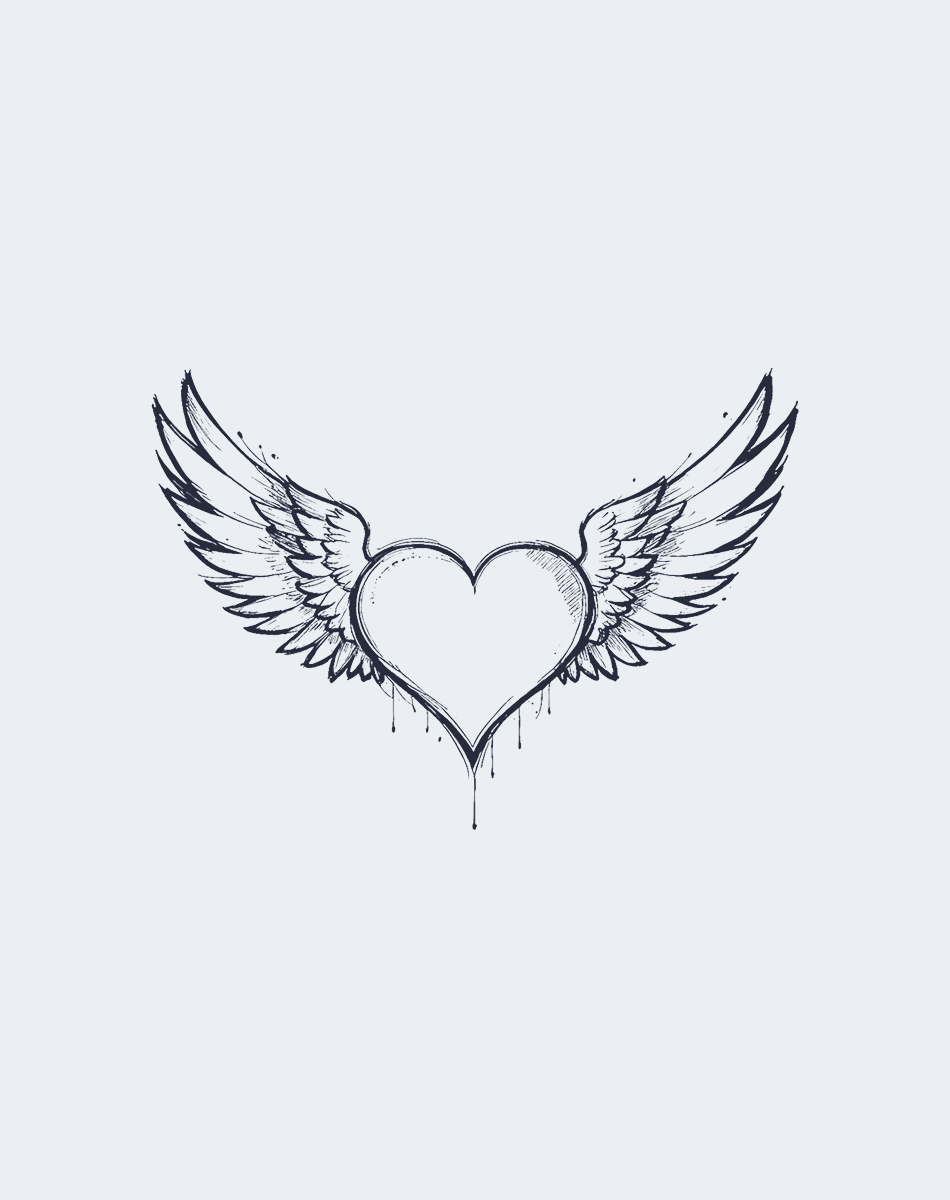 Winged Love Temporary Tattoo - Romantic Style