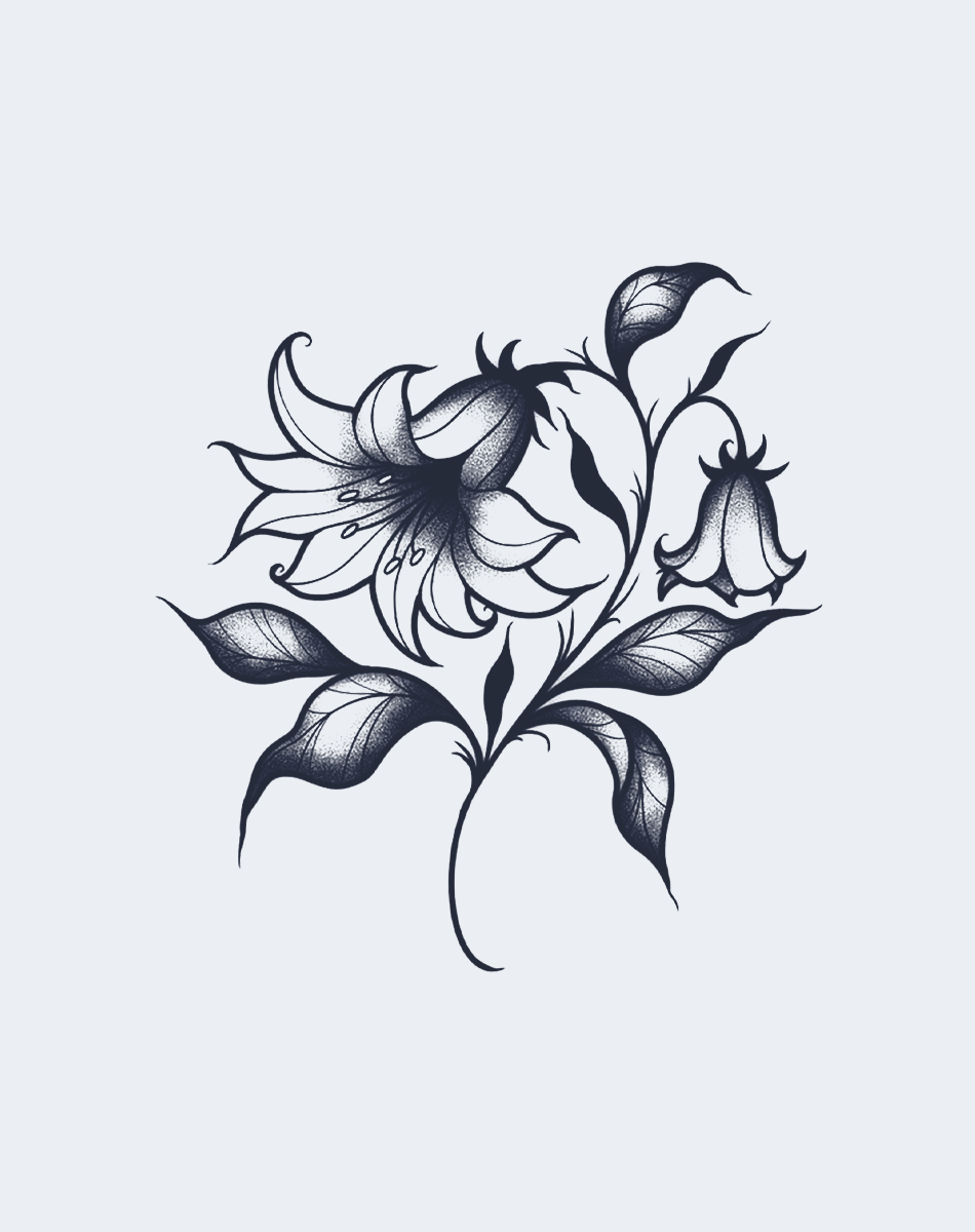 Bellflower Whispers Temporary Tattoo - Floral Art