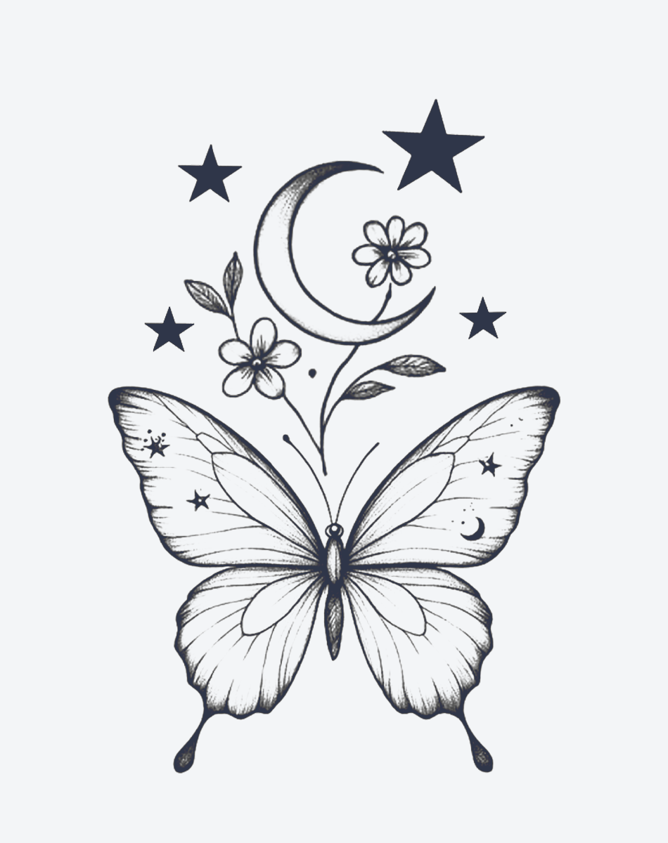 Lunar Bloom Butterfly Temporary Tattoos – Elegant & Serene