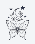 Lunar Bloom Butterfly Temporary Tattoos – Elegant & Serene