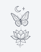 Lunar Lotus Butterfly Temporary Tattoos – Elegant & Mystical