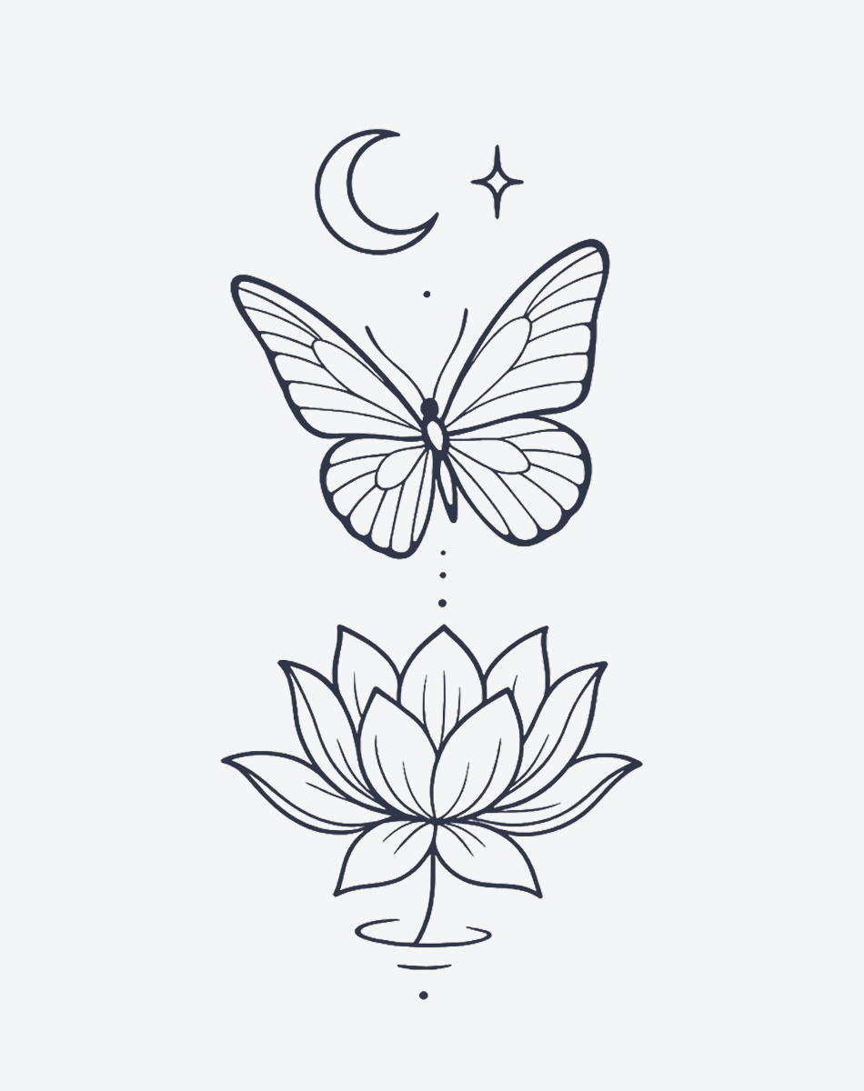 Lunar Lotus Butterfly Temporary Tattoos – Elegant & Mystical