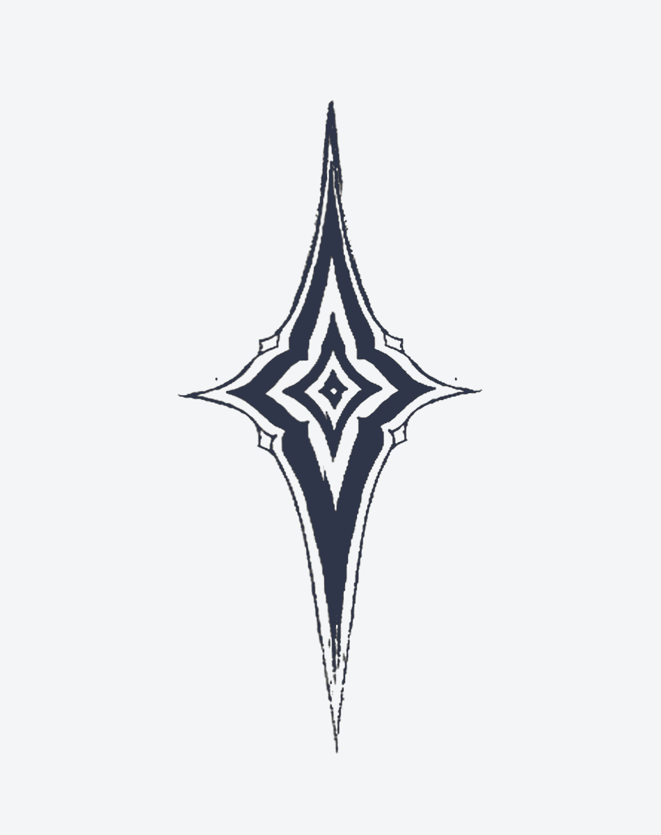 Celestial Spark temporary tattoo design featuring a sharp, stylized star with nested diamond shapes.