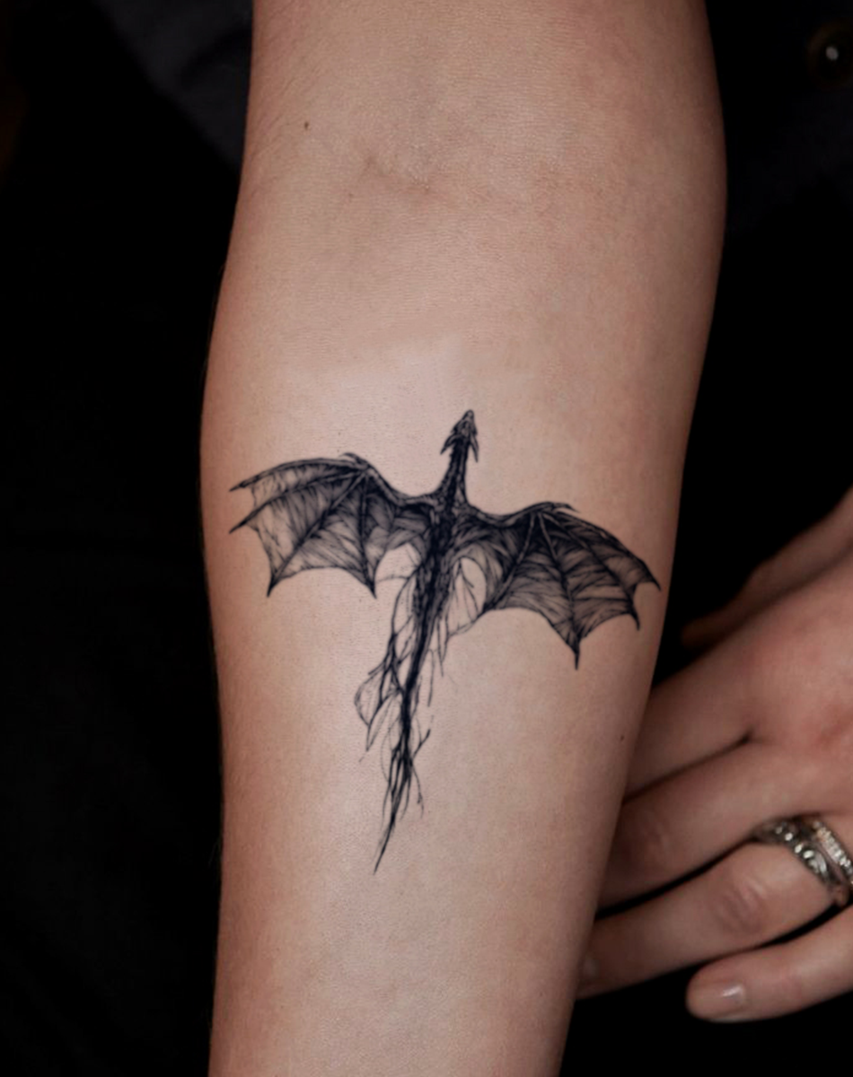 Shadow Wyvern Tattoo Stickers for Fantasy Style