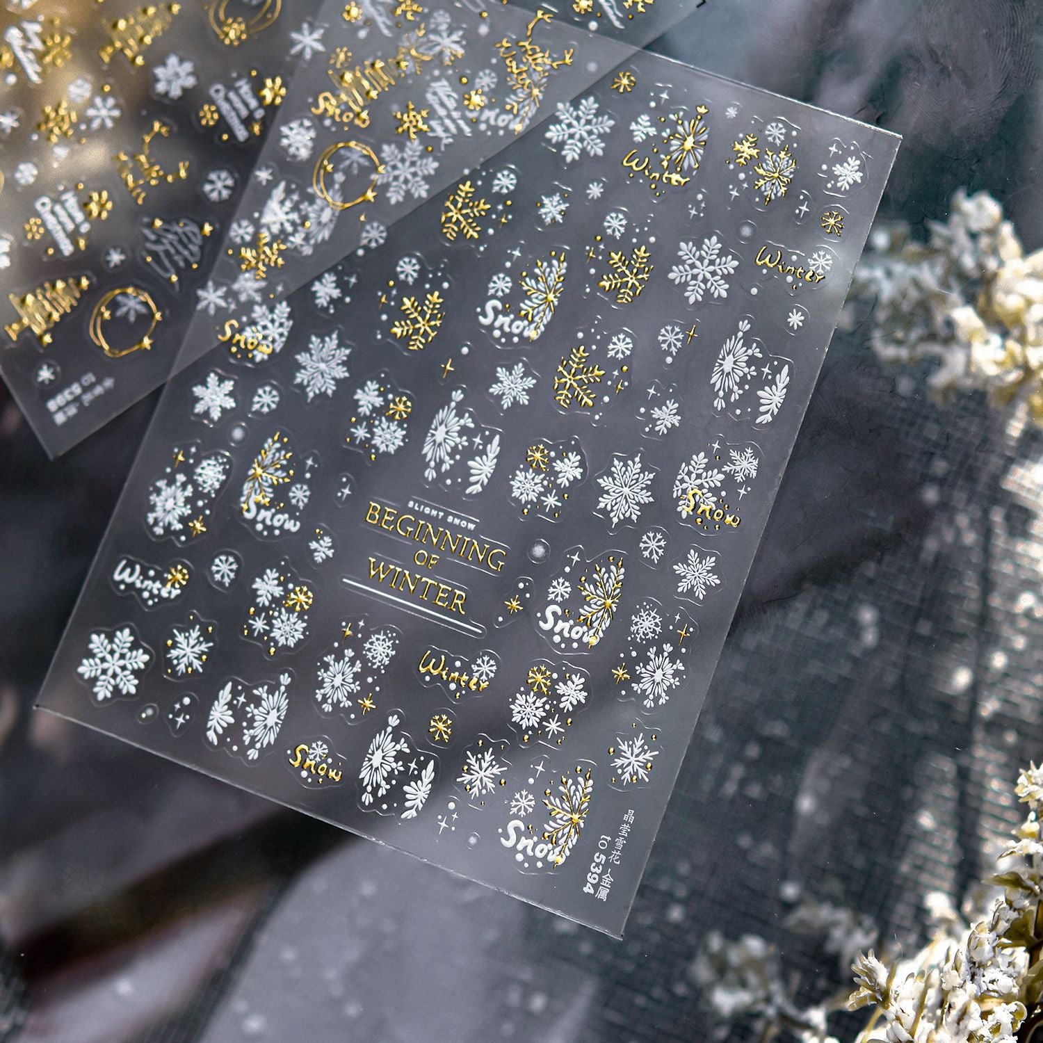 Golden Snow Light Luxury Nail Decals