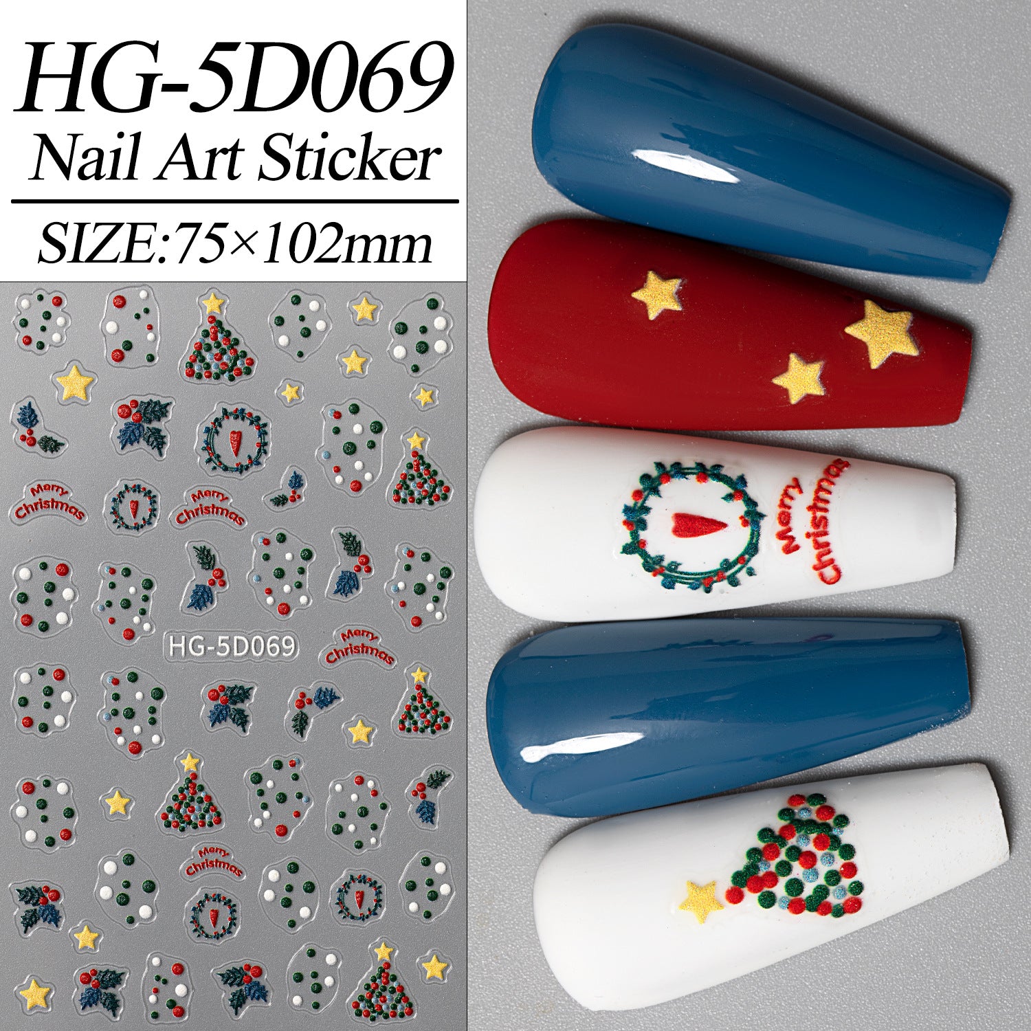 3D Embossed Christmas Carnival Nail Decals