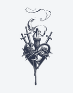 Sword pierces the heart