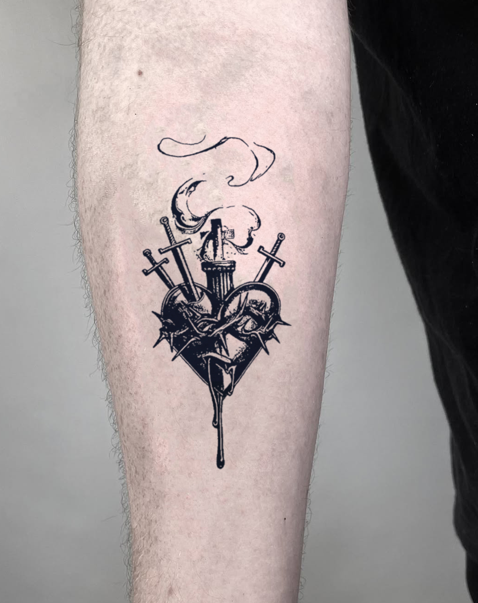 Sword pierces the heart