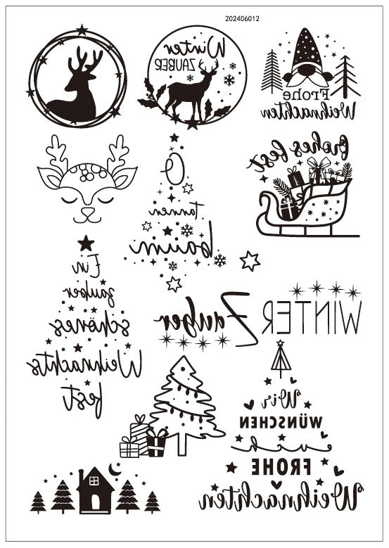 Minimalist Black & White Christmas Candle Decals