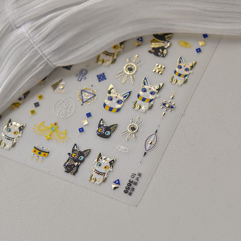 Egyptian Glam Cat Nail Stickers