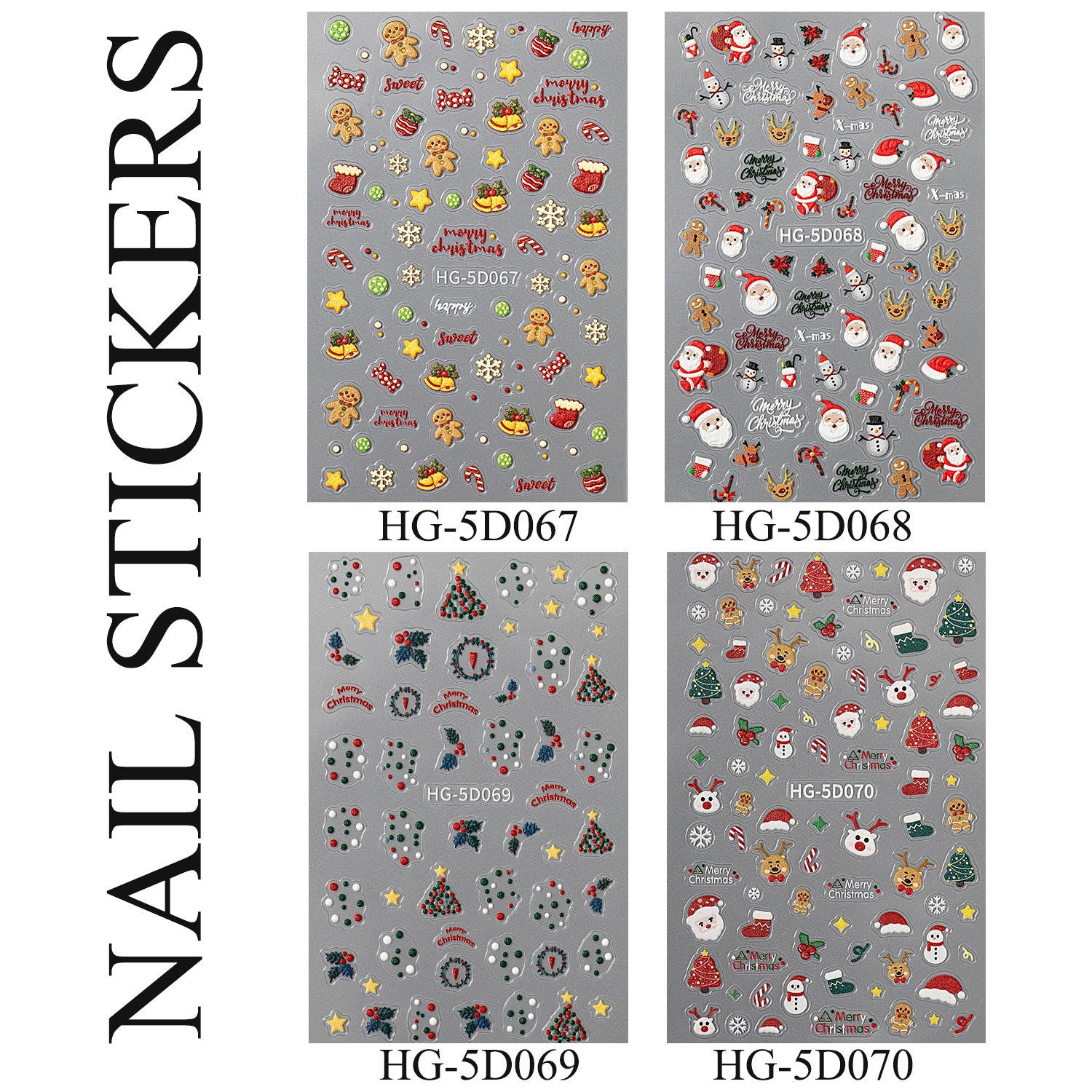 3D Embossed Christmas Carnival Nail Decals