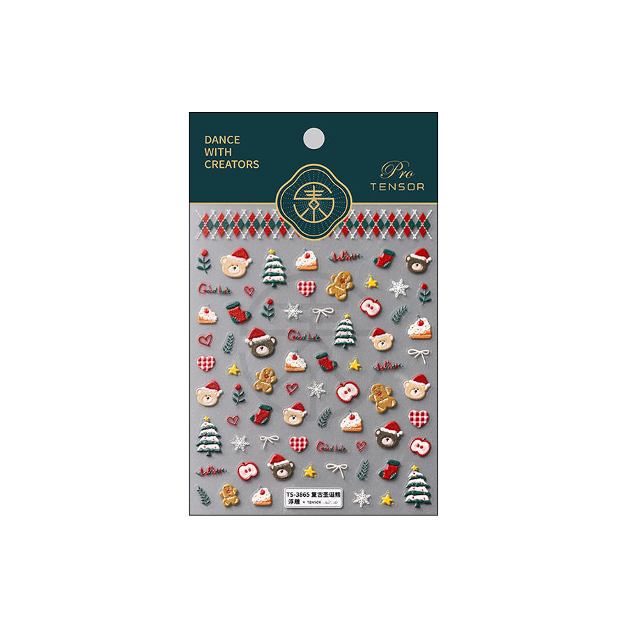 Vintage Christmas Bear Nail Decals