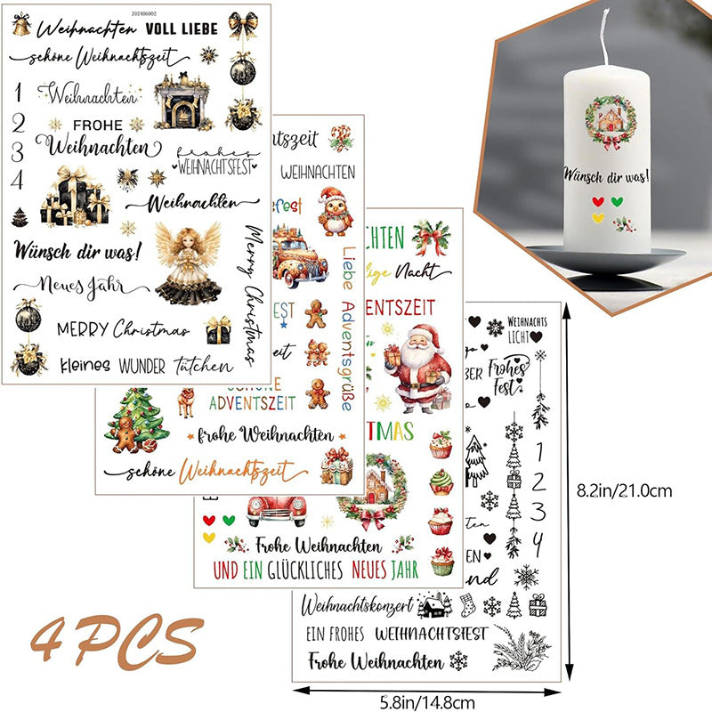 Minimalist Black & White Christmas Candle Decals