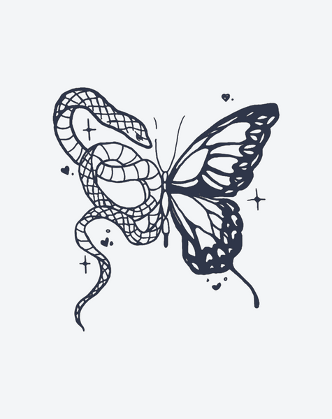 蛇のような蝶｜防水・安全一時的なタトゥーシール – INKARTLINK