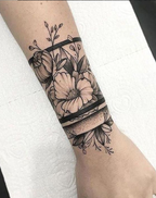 花柄ストライプ