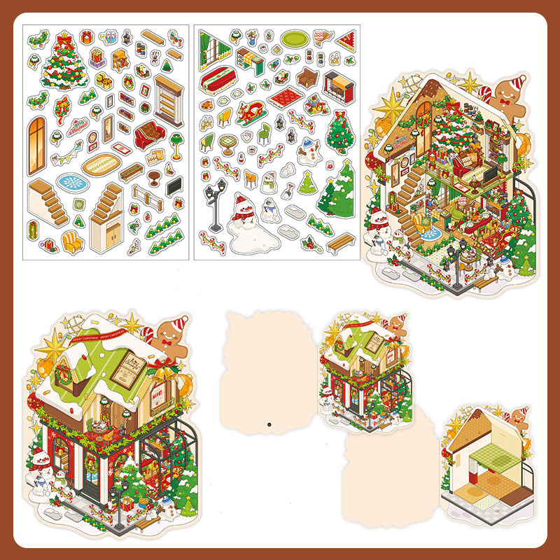 Whimsical Christmas Diorama Pop-Up Stickers