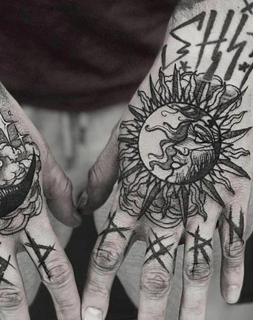 ルーン文字の太陽と月のタトゥー - 古代のバランスと力 – INKARTLINK