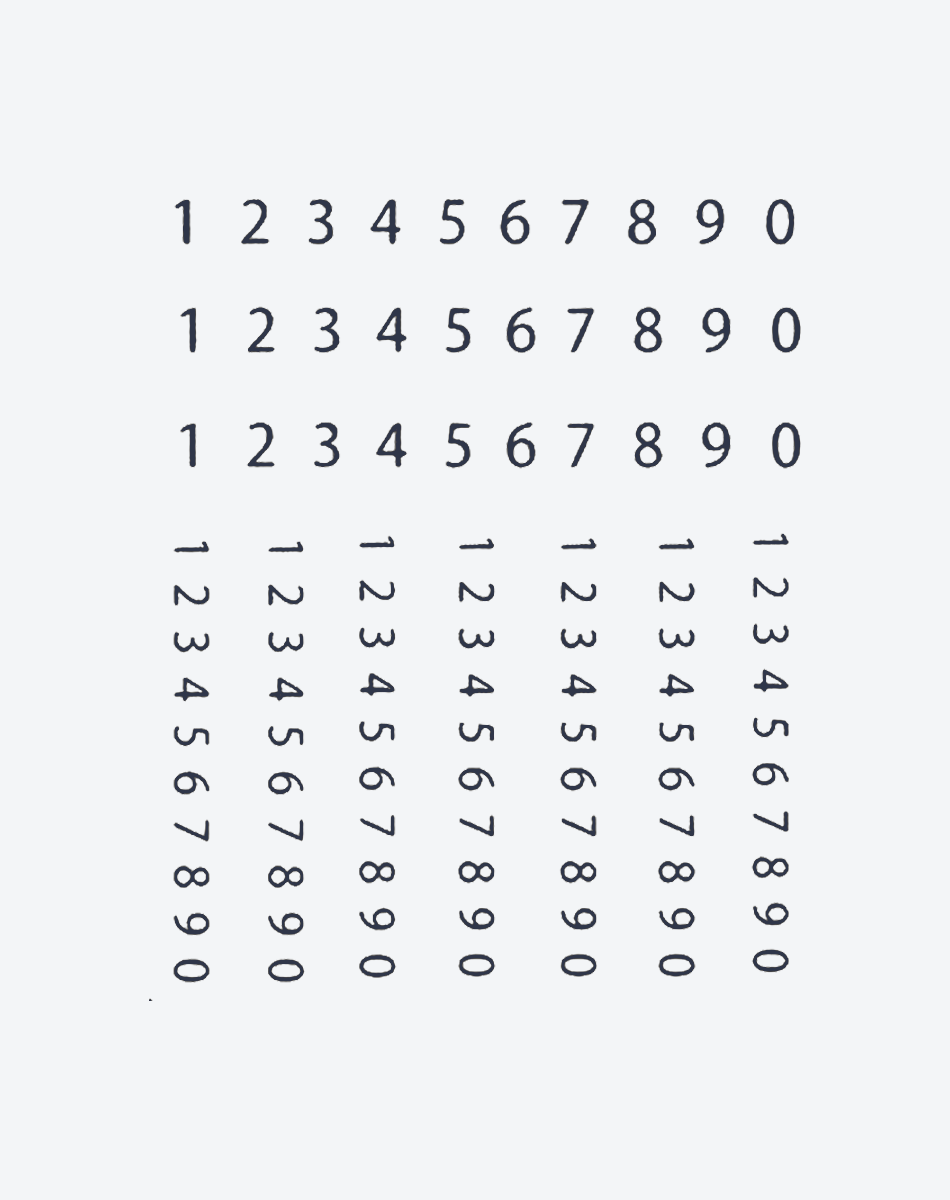 The numbers 0 to 9