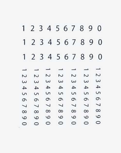 The numbers 0 to 9