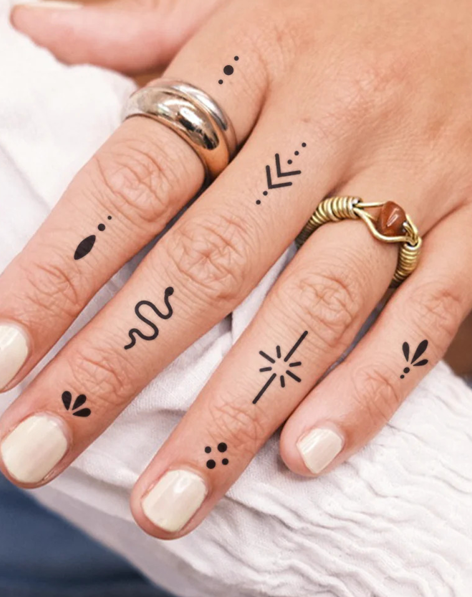 Boho Festival Finger Tattoos