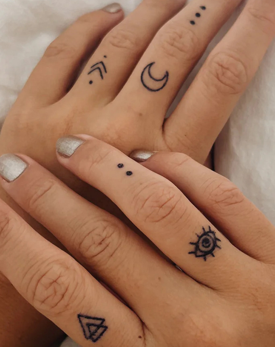 Finger tattoos-Cosmic Charms