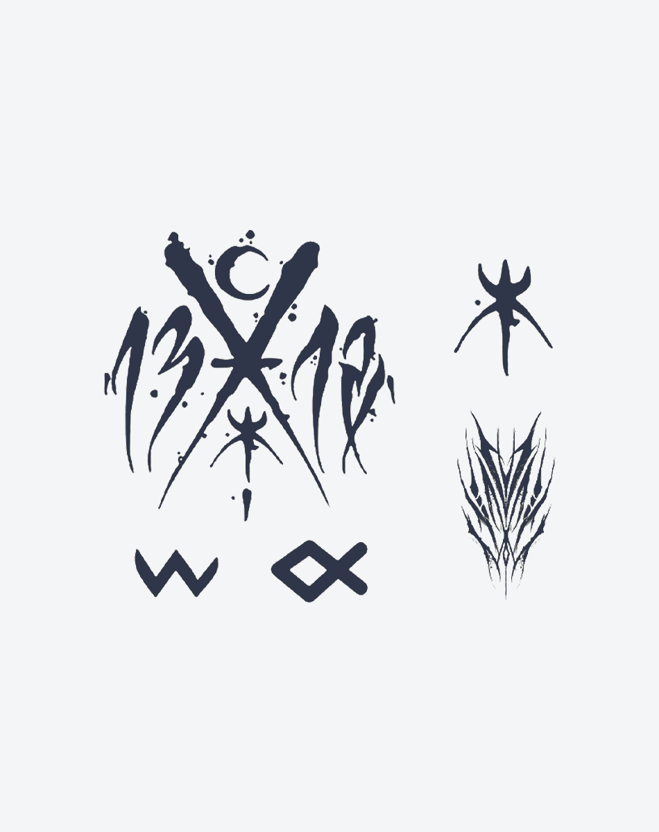 Finger tattoos-Abstract Glyphics