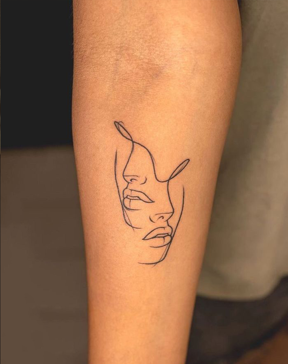 The woman's face