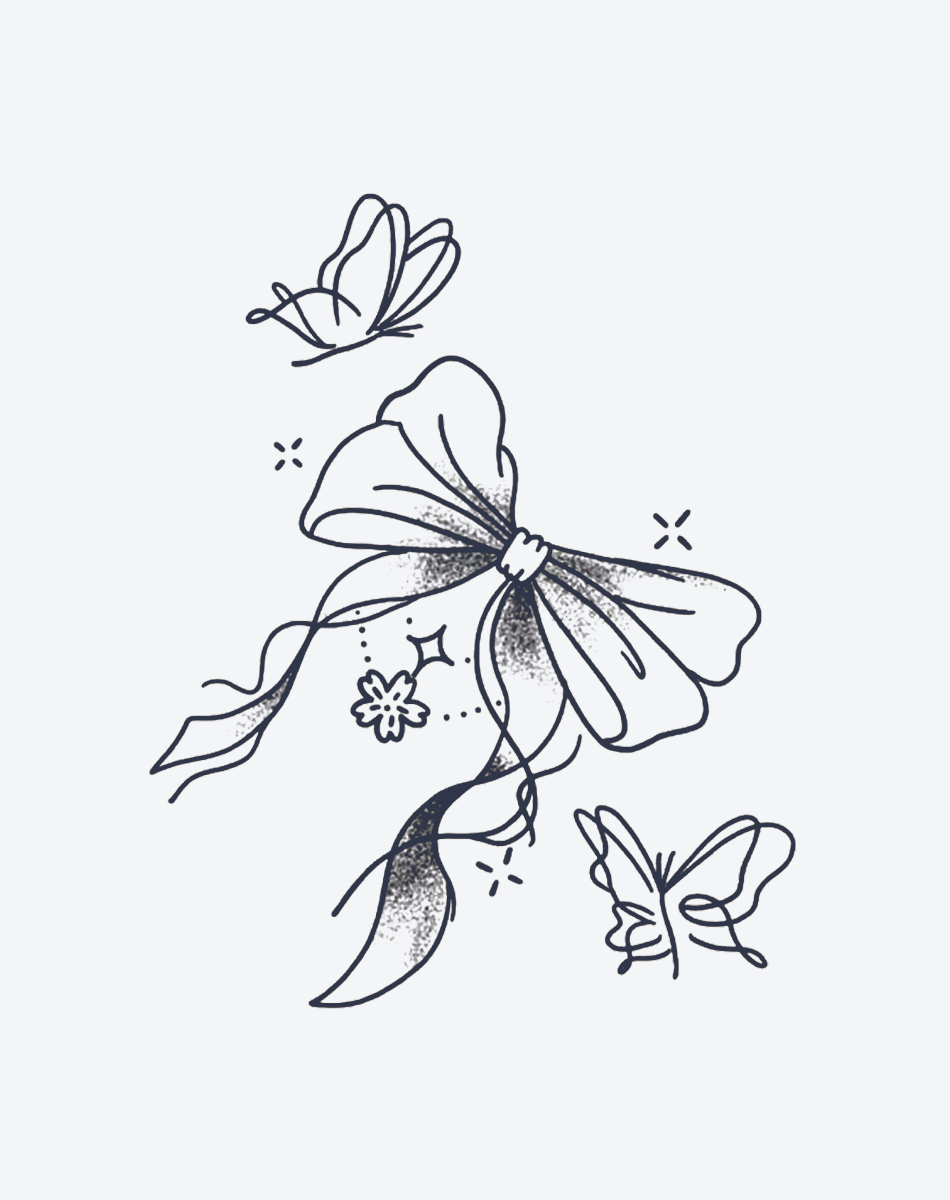Ribbon Dream Dainty Bow Temporary Tattoo