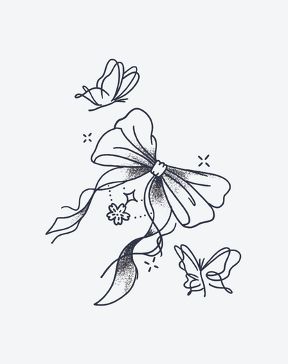 Ribbon Dream Dainty Bow Temporary Tattoo