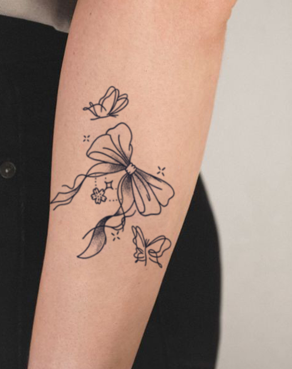 Ribbon Dream Dainty Bow Temporary Tattoo