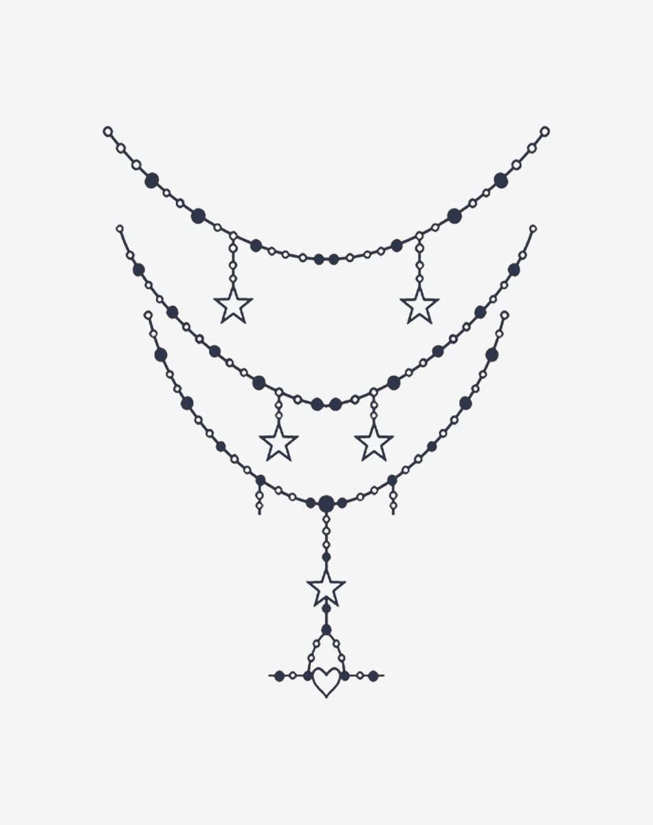 Star and Moon Chain Temporary Tattoo