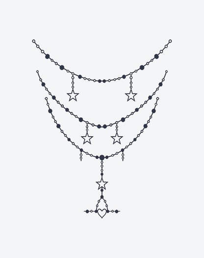 Star and Moon Chain Temporary Tattoo