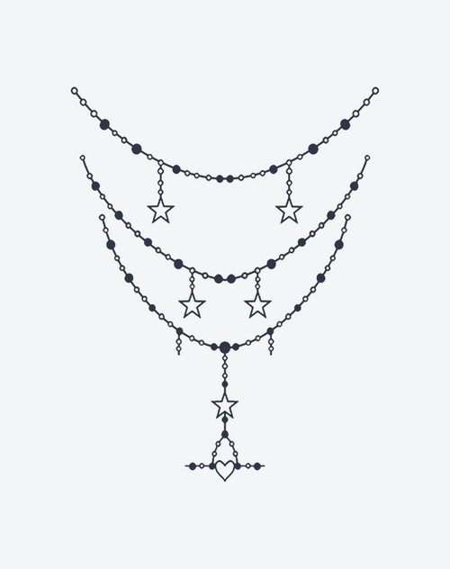 Star and Moon Chain Temporary Tattoo